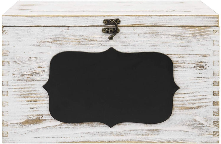 Whitewashed Wood Card Gift Box with Slotted Lid and Chalkboard Label-MyGift