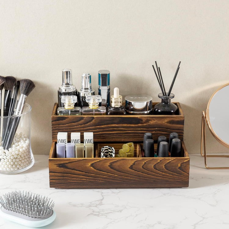 Table Caddy with Divider in Antique Tin Finish