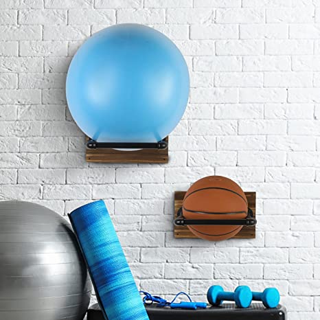 Wall-Mounted Sports Ball Holder Storage, Yoga Studio and Gym Equipment Organizer, Set of 2