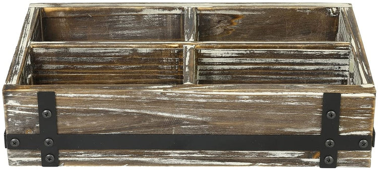 Torched Wood Retro Audio Cassette Tape Storage Box with Matte Black Metal Bracket Accents-MyGift
