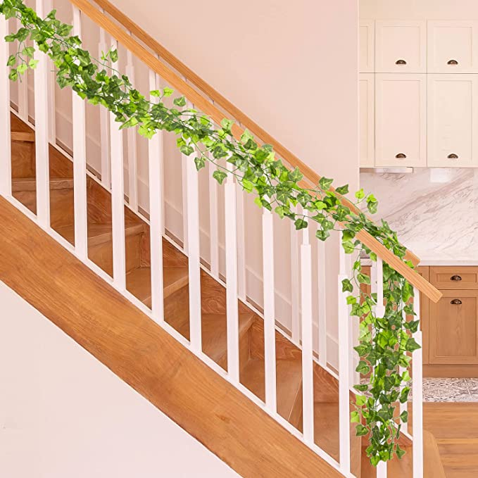 12 Piece Set Artificial Ivy Leaves Vines Foliage Garland, Faux Hanging Greenery Strands-MyGift