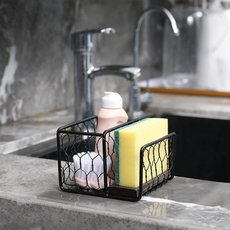Modern Black Chicken Wire Bottled Dish Soap and Sponge Holder for the  Kitchen Sink