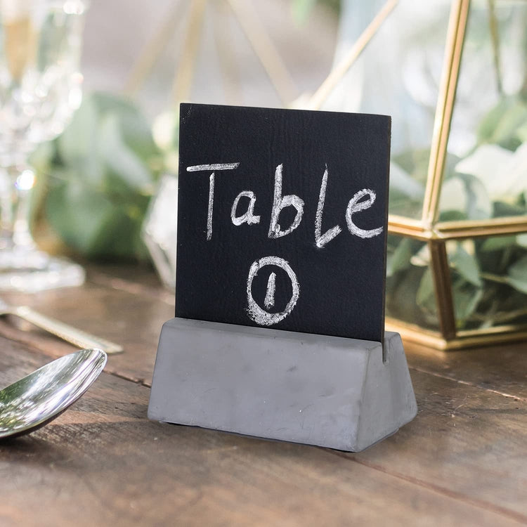 Set of 4, Mini Chalkboard Tabletop Sign, Reusable Double-Sided Small Chalkboard Signs with Gray Cement Base Stand-MyGift