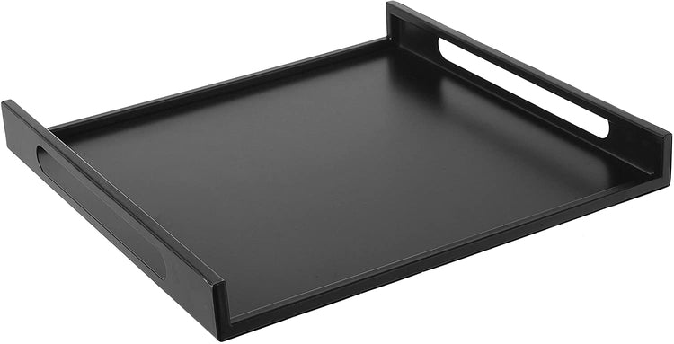 16 x 16, Square Matte Black Metal Serving Tray with Curved Cutout Handles-MyGift