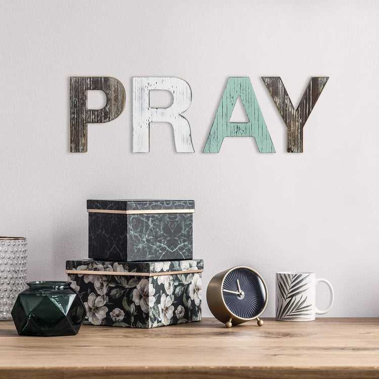 Rustic PRAY Wall Mounted or Tabletop Decorative Cutout Letters Sign