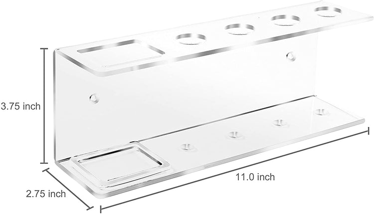 Wall-Mounted White Acrylic 4-Slot Toothbrush and Toothpaste Holder, Bathroom Storage Shelf-MyGift