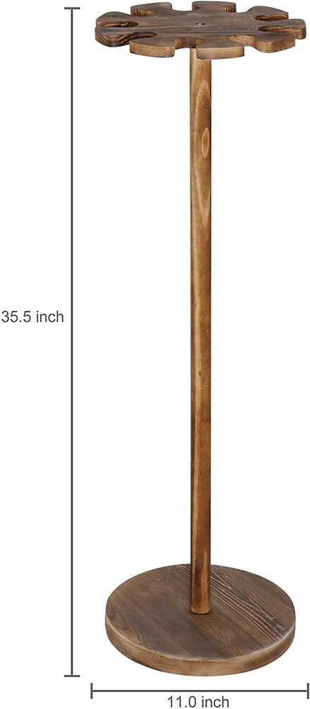 Rustic Wood Freestanding Baseball Bat Storage Display Rack, Holds 9 Bats-MyGift