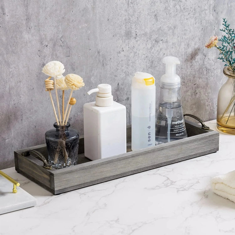 Marble and Brass Vanity Tray, Bathroom Accessory Set