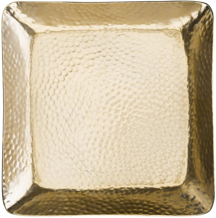 Brass-Tone Antique-Style Hammered Square Tabletop Display Tray-MyGift