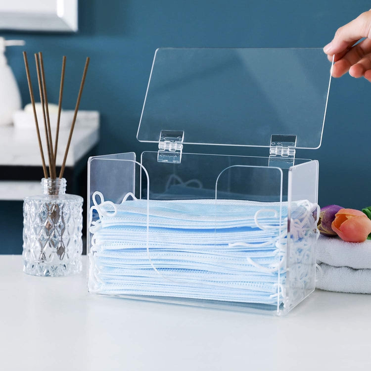Clear Acrylic Tabletop Medical Safety Mask and Face Covering Dispenser Box with Lid-MyGift