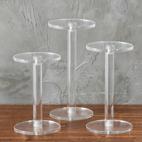 Clear Round Acrylic Display Riser Stands, Set of 3-MyGift