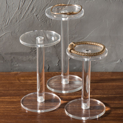 Clear Round Acrylic Display Riser Stands, Set of 3-MyGift