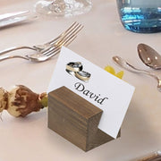 20-Piece Square Brown Wood Business Card and Table Number Holders-MyGift
