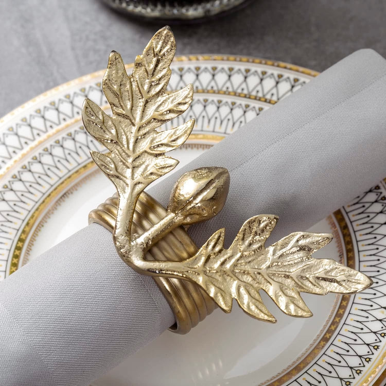 Olive Branch Napkin Rings, Brass Tone Aluminum Napkin Rings with Olive –  MyGift