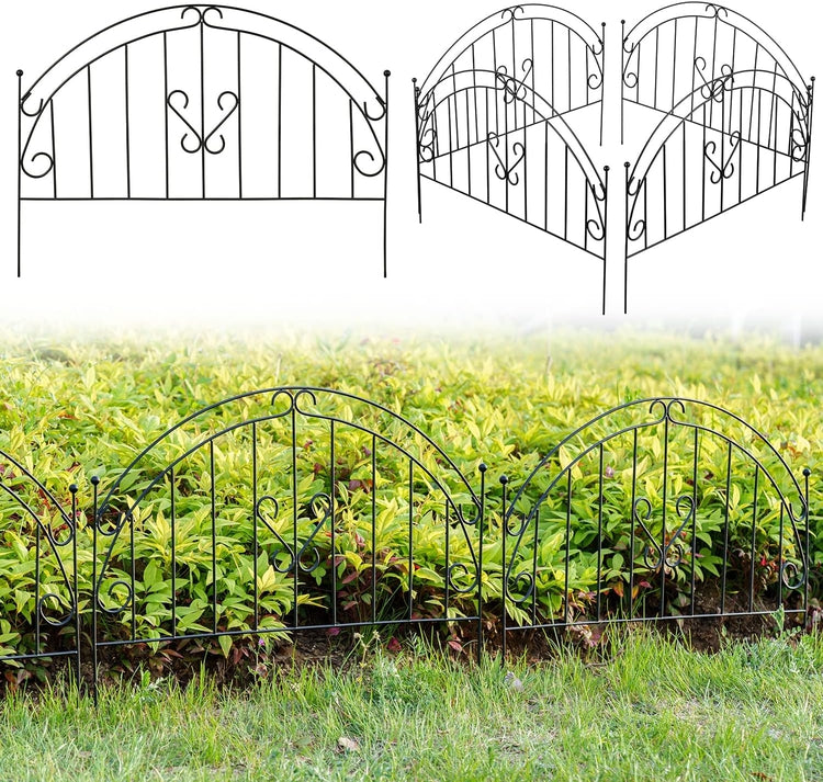 black trellis for climbing plants Set of 4, Scrollwork Matte Black Metal Wire Low Trellis Fence, Support – MyGift