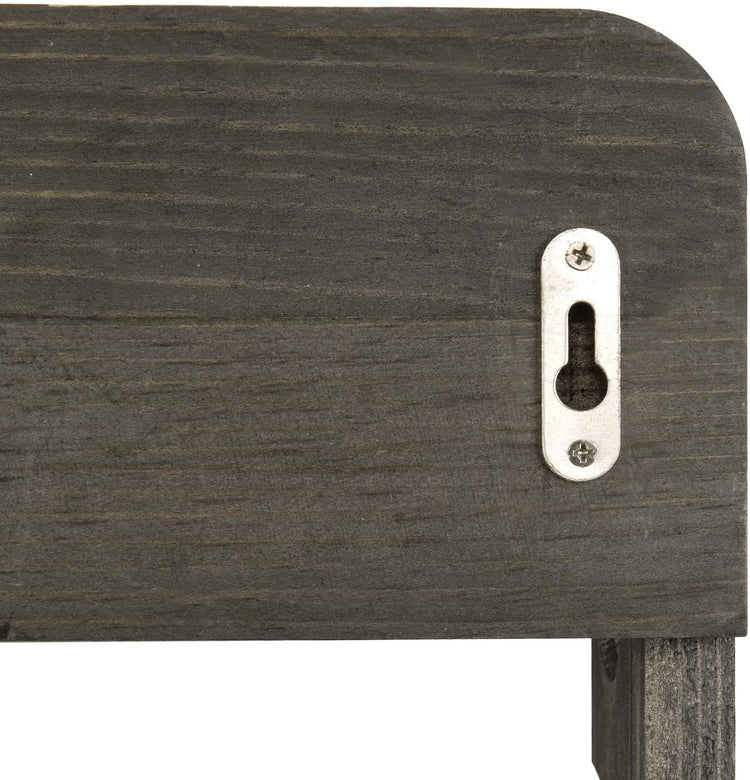 Rustic Gray Wood Wall Mounted Hat & Garment Storage Rack w/ 10 Hooks-MyGift