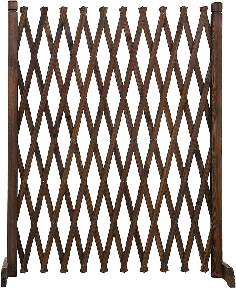 Expandable Freestanding Brown Wood Garden Fence Plant Screen-MyGift