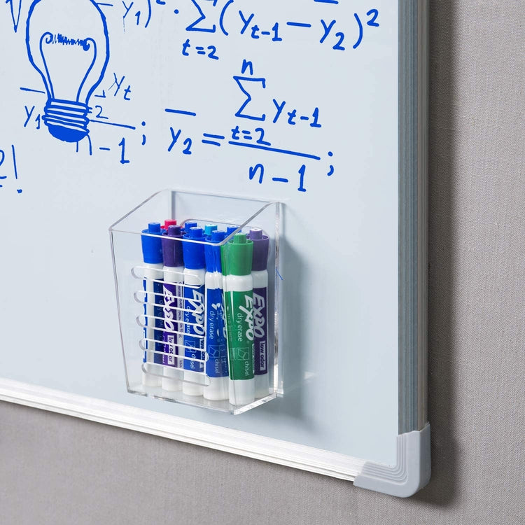 Clear Acrylic Magnetic Mounted Whiteboard Marker Holder, Office Supplies Pencil Storage Basket-MyGift