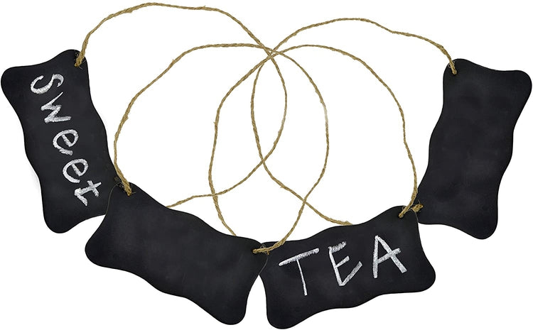 Decorative Black Metal Mini Chalkboard Hanging Signs, Set of 4