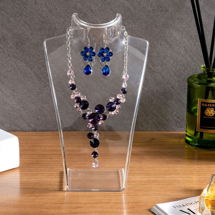 Clear Acrylic Necklace Bust and Earring Display Stand, Countertop