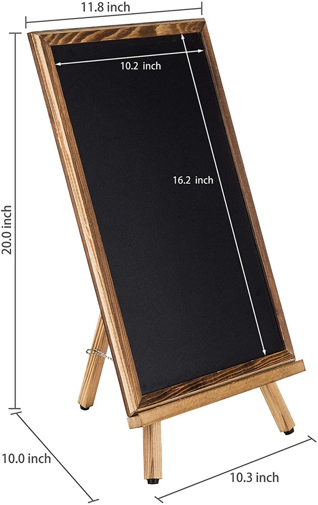 18-Inch Burnt Wood Framed Chalkboard with Tabletop Easel Stand-MyGift