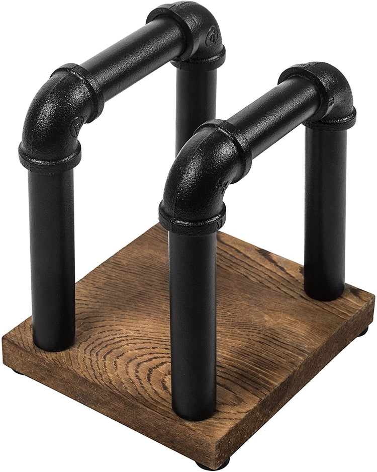 Burnt Wood and Industrial Metal Pipe Tabletop Napkin Holder-MyGift