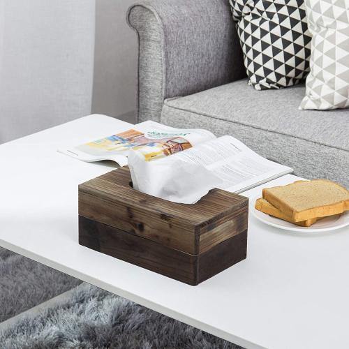 Rustic Dark Torched Wood Tissue Box Cover - MyGift