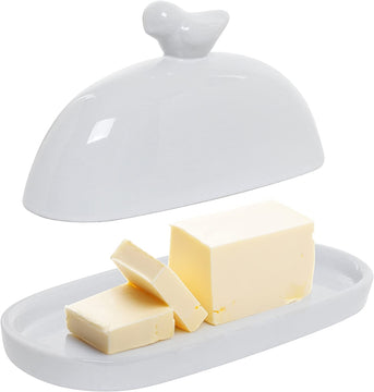 White Bird Design Decorative Ceramic Butter Dish and Lid Cover
