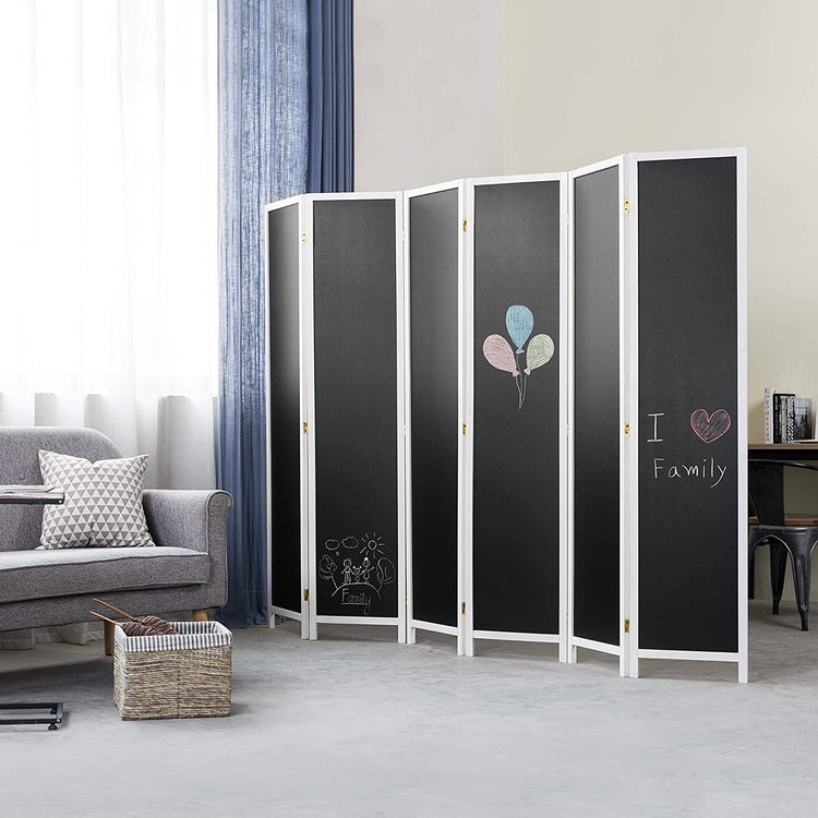 6-Panel Chalkboard Room Divider Folding Writable Privacy Screen-MyGift