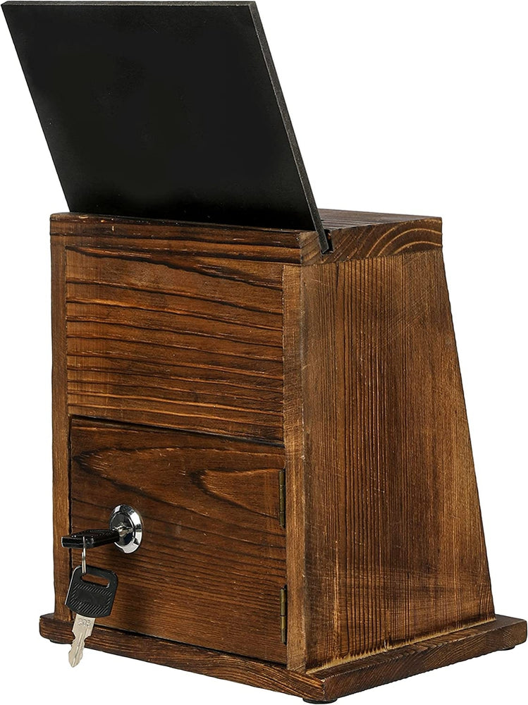 Wood Tip Collection & Donation Box, Removable Chalkboard and Clear Acrylic Sign Holder-MyGift