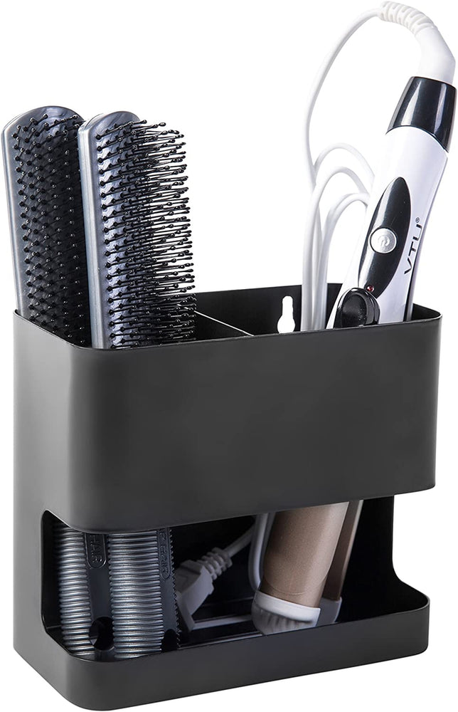 Black Metal Wall Mountable Hair Tool Accessories Organizer Rack, Blow Dryer & Curling Iron Holder-MyGift