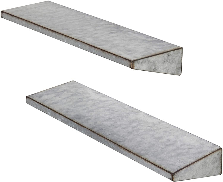 Set of 2 Galvanized Metal Wall Mounted 24-Inch Shelves-MyGift