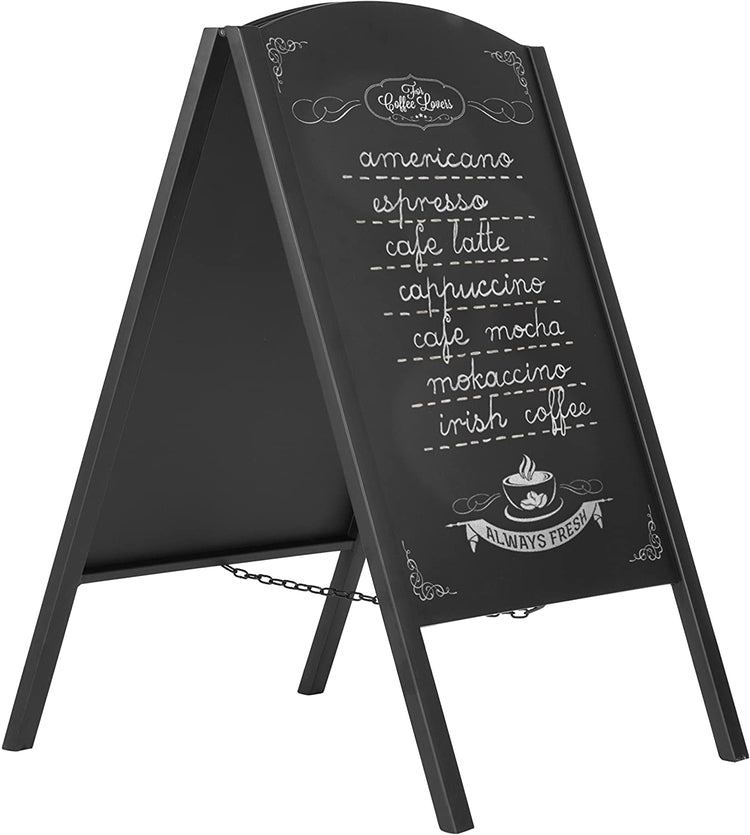 Black Metal Large A-Frame Erasable Chalkboard Signage, Restaurant Menu Board, Wedding Sign-MyGift