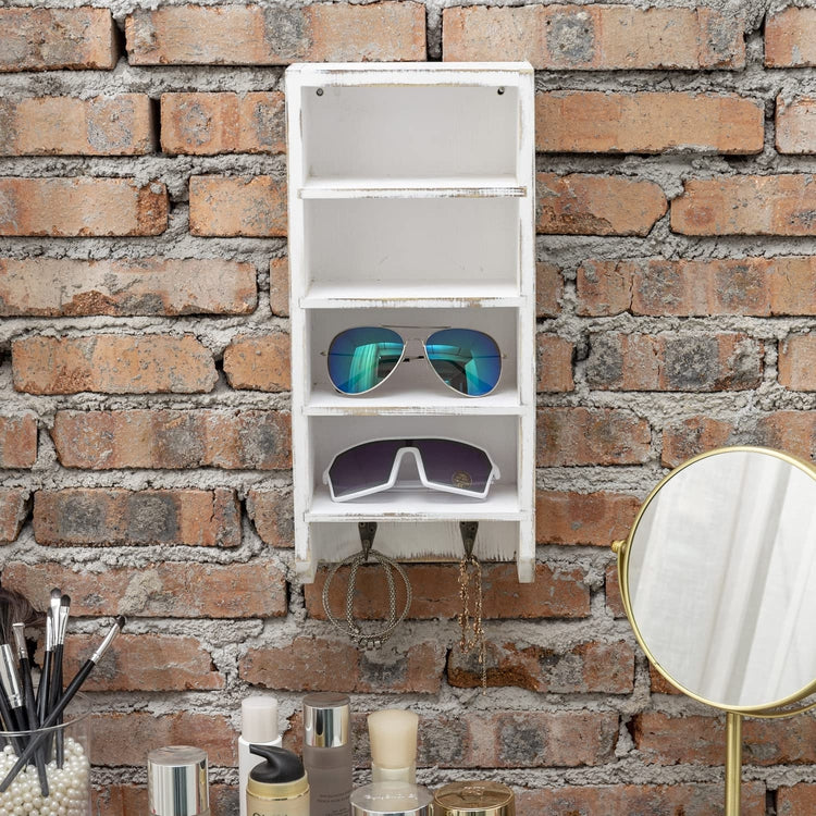 Wall Mounted Whitewashed Wood Sunglass Display Rack, Hanging Eyewear C –  MyGift