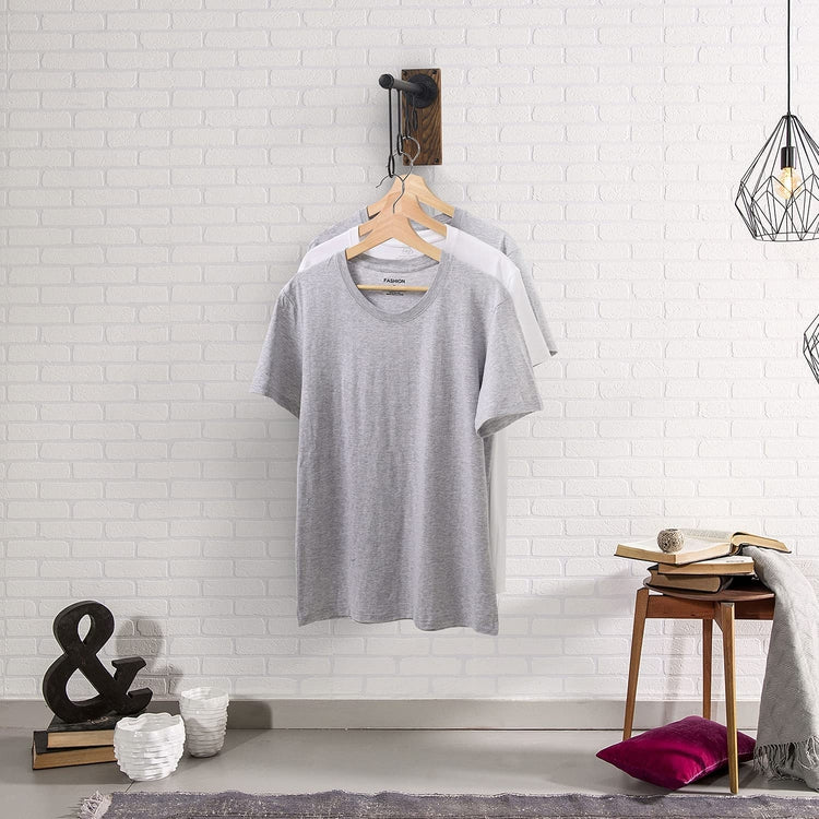 Burnt Wood and Industrial Black Metal Wall Mounted Cascading Garment Hanger Rack, Clothing Display with 4 Hanging Rings-MyGift