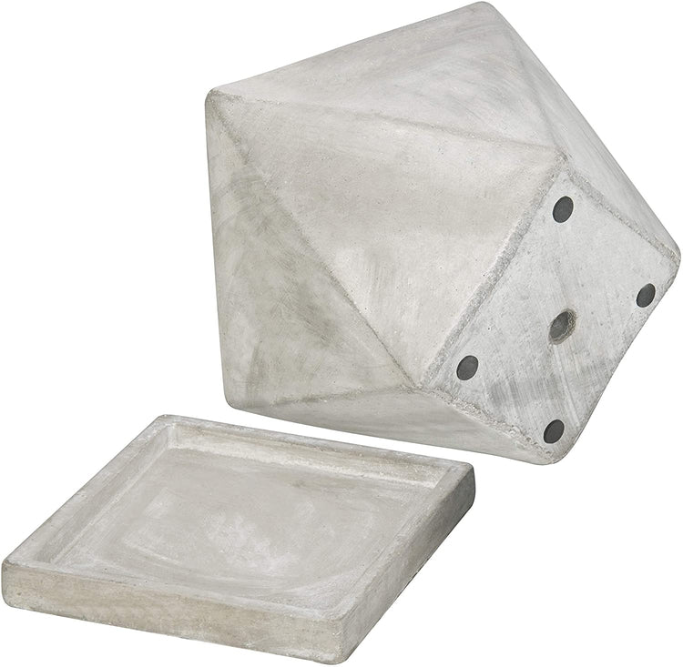 Mini Gray Concrete Geometric Design Planter Pot with Removable Saucer-MyGift