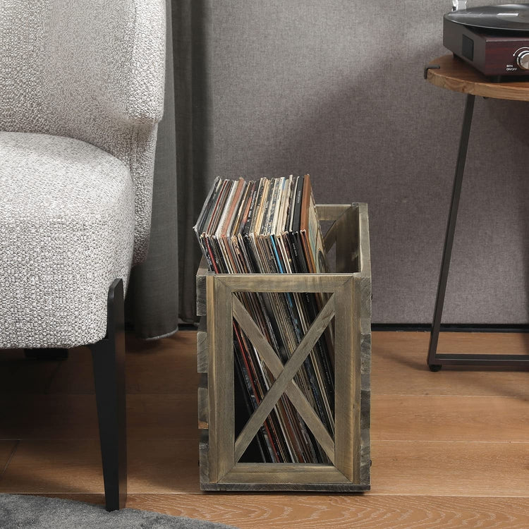 Organize Your Record Collection in This Rustic Wood Storage Rack