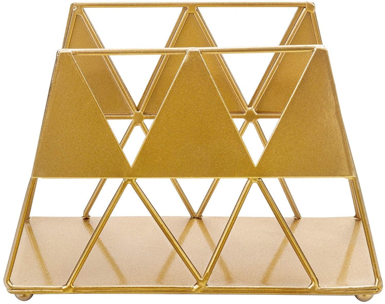 Modern Gold-Tone Geometric Triangle Metal Napkin Holder-MyGift