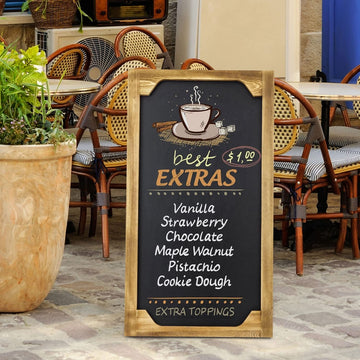 3-Foot Tall Freestanding Chalkboard Sign, Burnt Wood Commercial Extra Large Chalk Board with Easel Style Stand