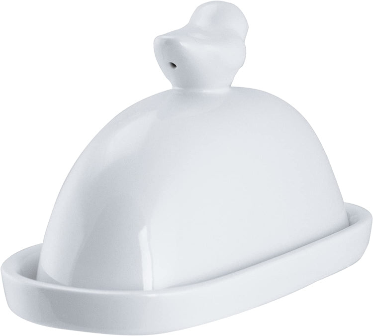 White Bird Design Decorative Ceramic Butter Dish and Lid Cover-MyGift