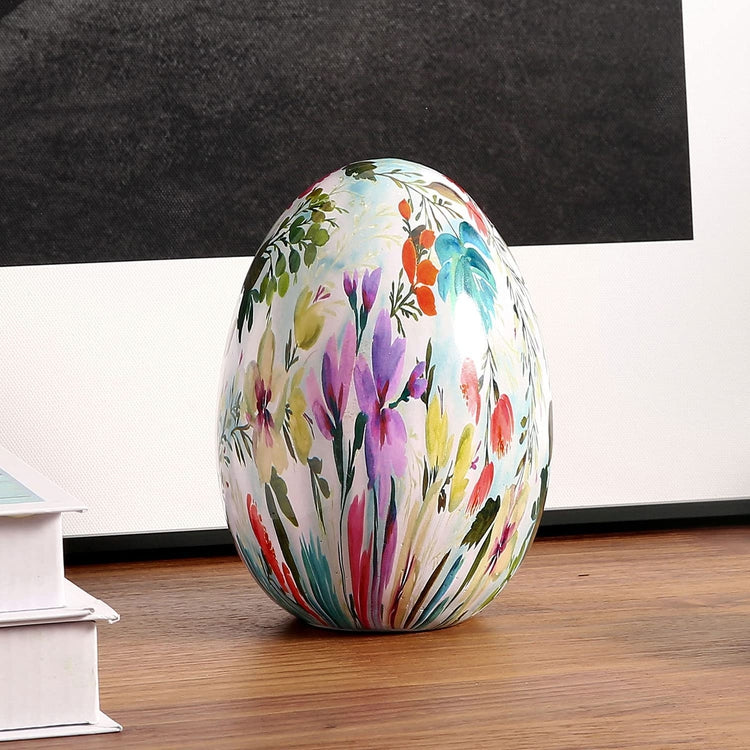 Artistic Floral Design Ceramic Easter Egg Tabletop Decoration