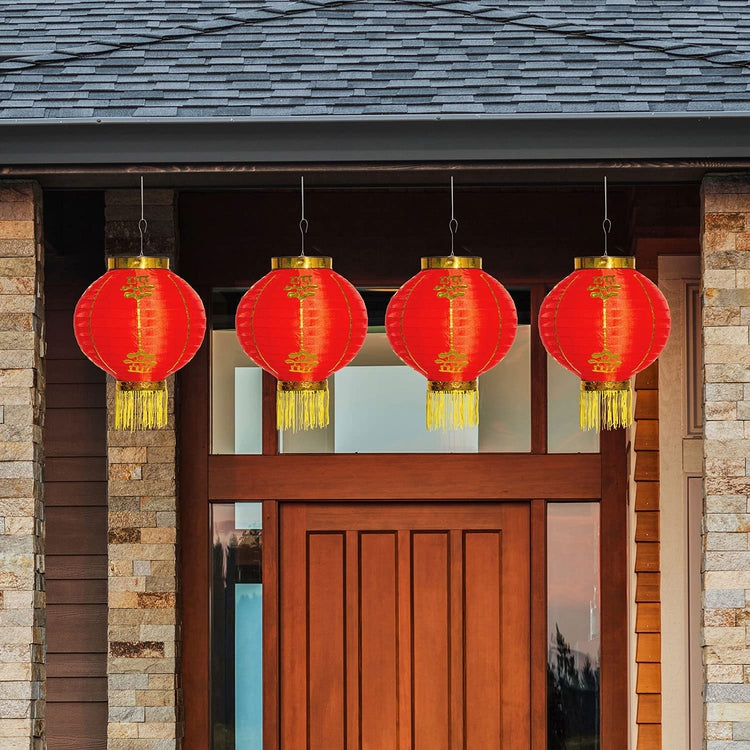 Red Chinese Decorative Hanging Party Lantern Asian Decorations, Set of 4