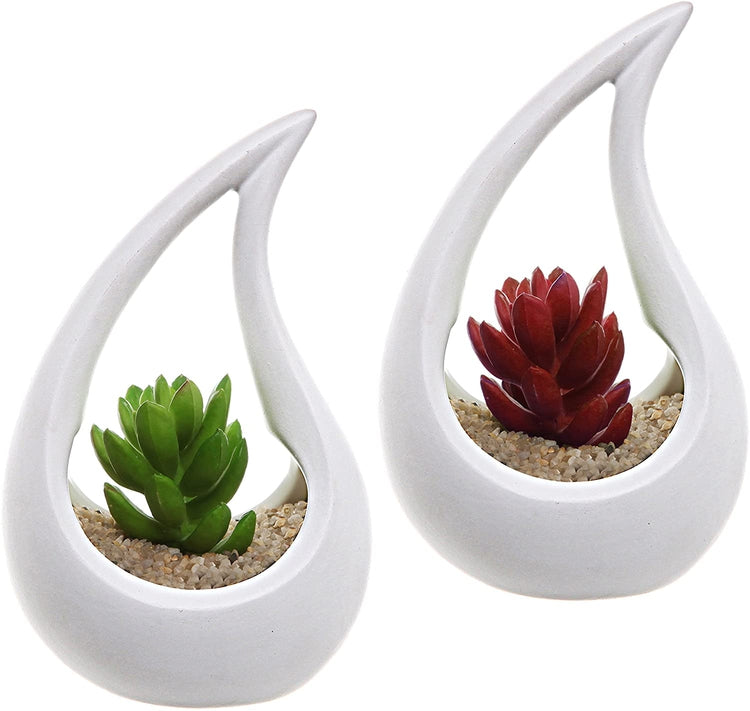 white air planter White Unglazed Ceramic Tear Drop Design Air Plant Vase/Planter, Set of – MyGift