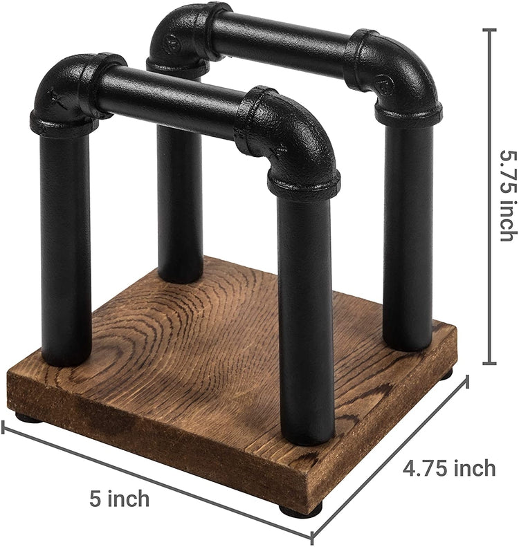Burnt Wood and Industrial Metal Pipe Tabletop Napkin Holder-MyGift