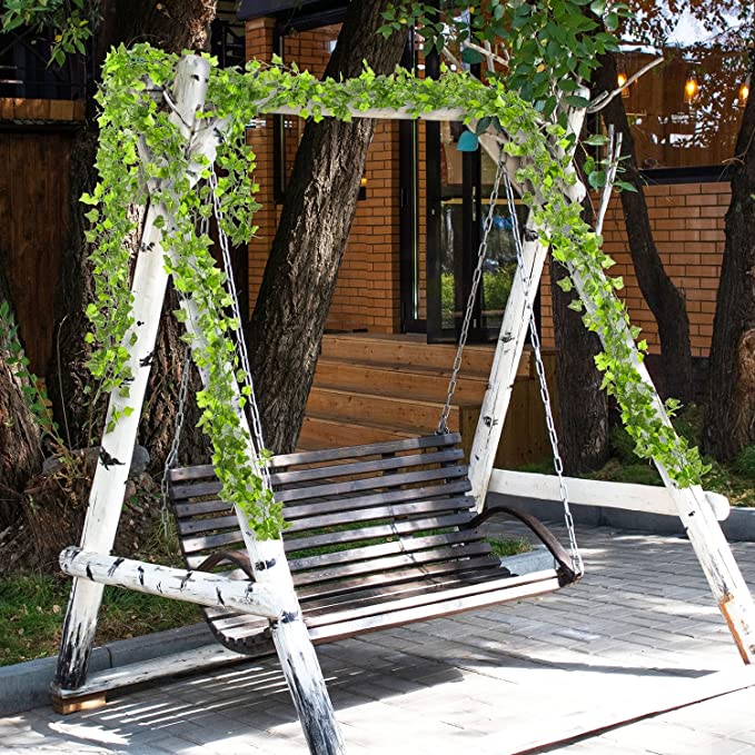12 Piece Set Artificial Ivy Leaves Vines Foliage Garland, Faux Hanging Greenery Strands-MyGift