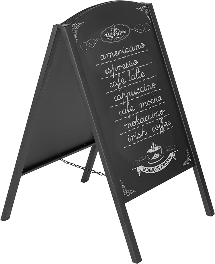 Black Metal Large A-Frame Erasable Chalkboard Signage, Restaurant Menu Board, Wedding Sign-MyGift