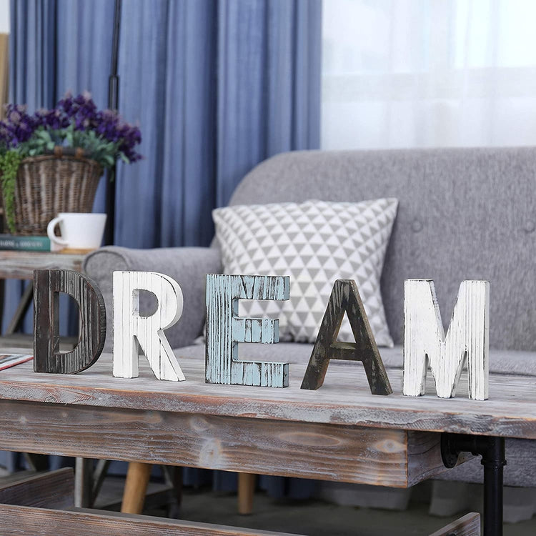 Rustic Multicolor Wood DREAM Cutout Letters Decor Sign