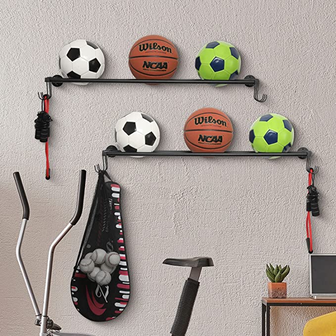 Wall-Mounted Sports Ball Holder Storage, Yoga Studio and Gym Equipment  Organizer, Set of 2