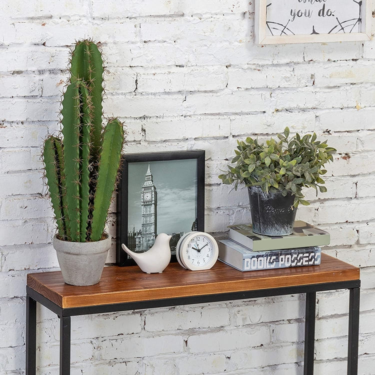 23-Inch Artificial Cactus Plant with Gray Cement Planter-MyGift