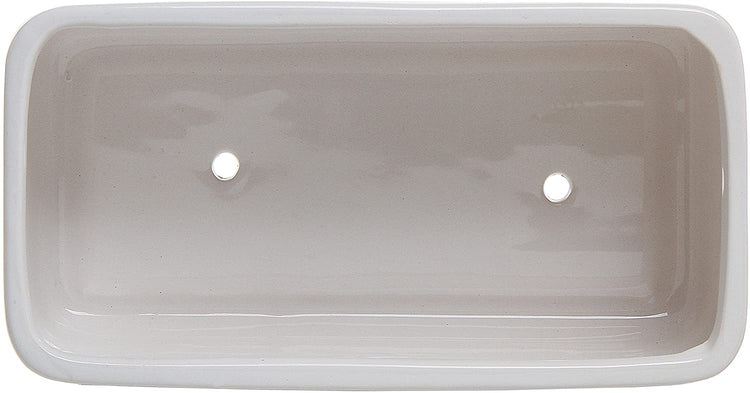 Set of 2, White Rectangular 10 inch Succulent Planter Pots with Removable Drip Tray-MyGift